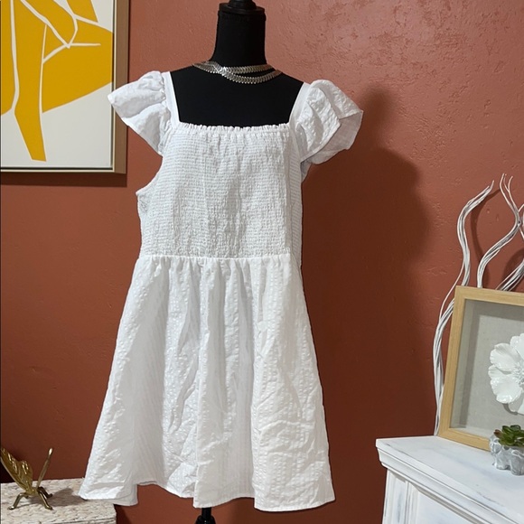 Old Navy White Puff Sleeve Sundress - Picture 1 of 4